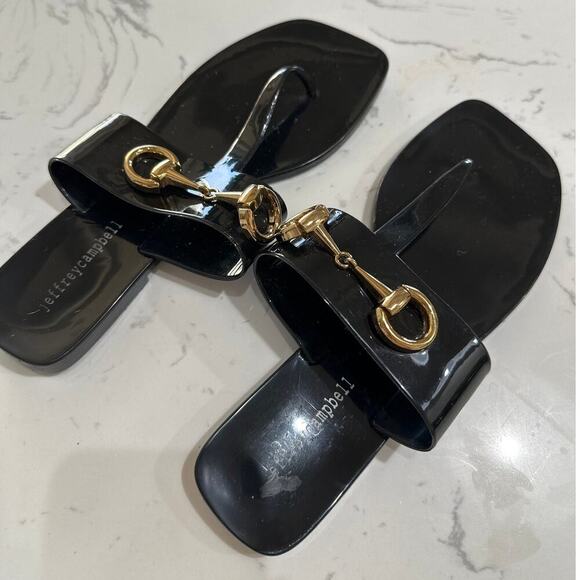 Jeffrey Campbell Women's Black A Lil Bit Jelly Thong Sandal, Size 8, EUC - Picture 3 of 5